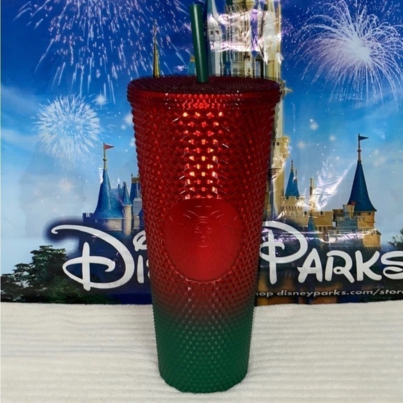 DISNEY World Starbucks Travel Tumbler - Christmas Red And Green - Picture 6 of 8